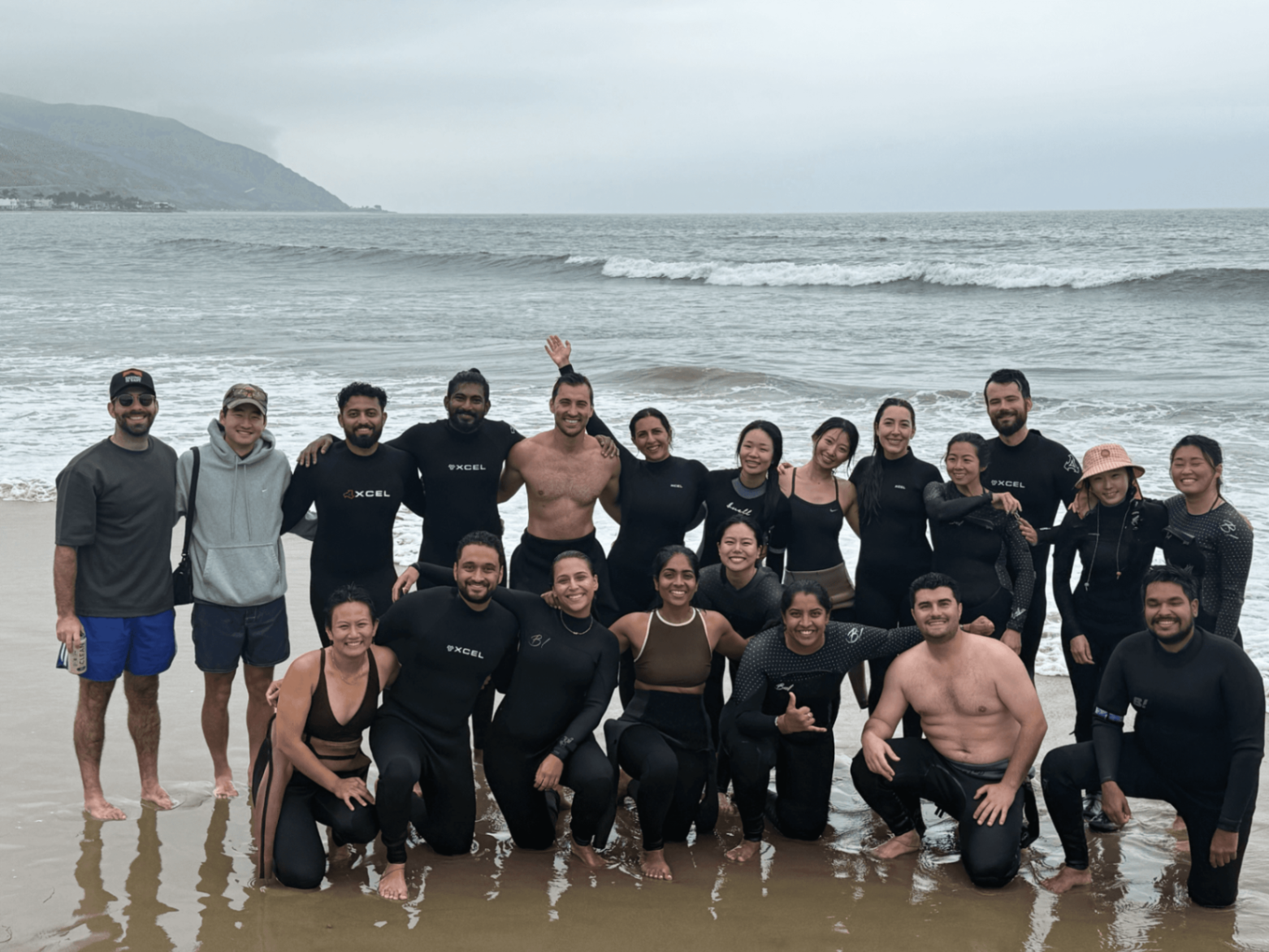 Beach dive group in Malibu