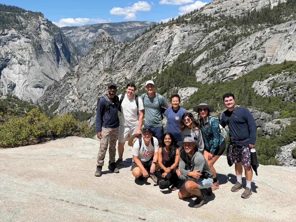 Hiking with friends in Yosemite